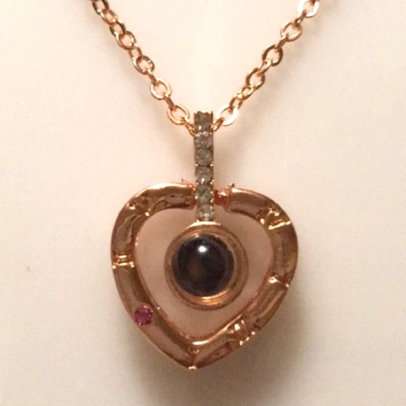 Rose gold global I ❤️ U In over 100 different languages Stamped925 Necklace - Picture 1 of 5